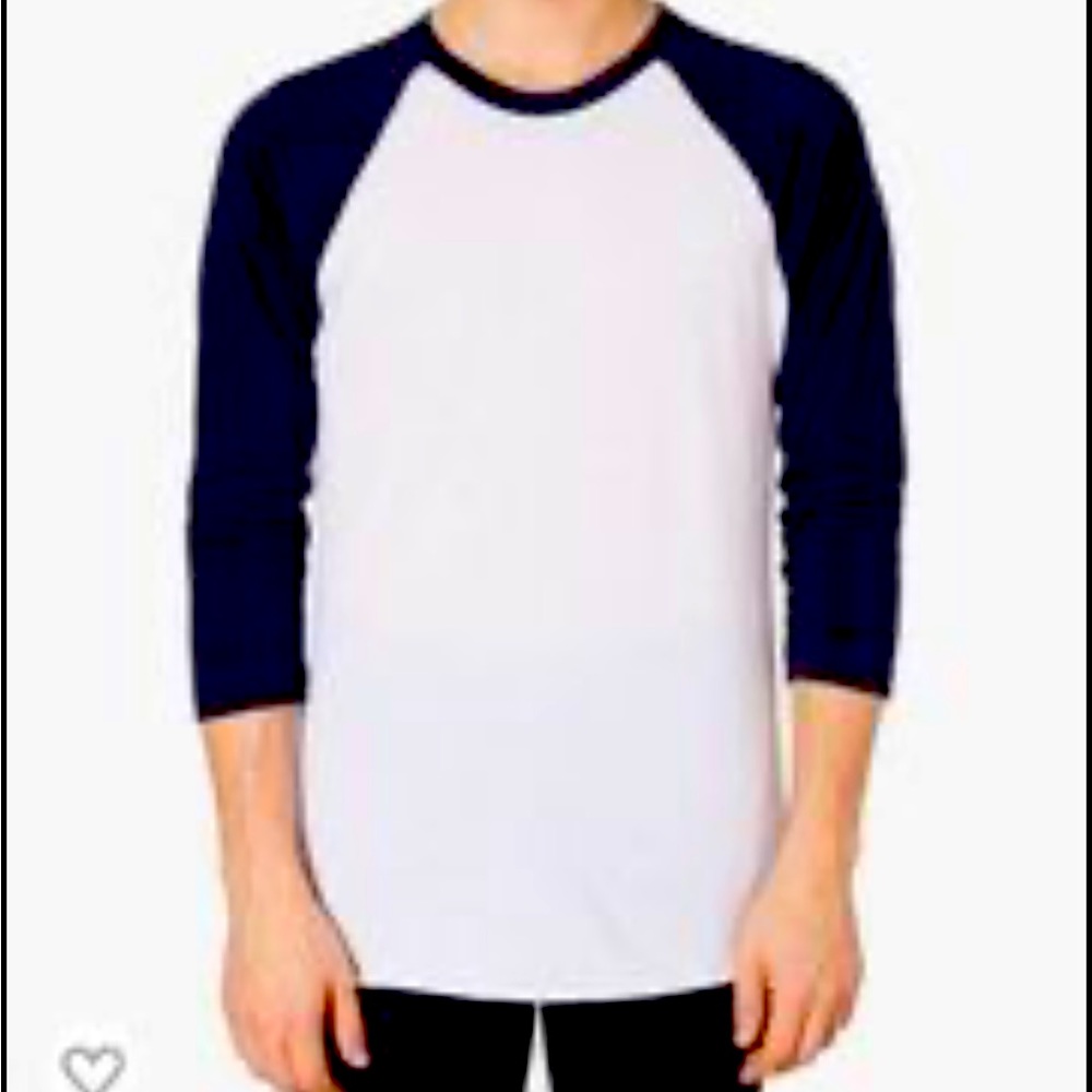 American Apparel Raglan sleeve shirt- unisex fit, adult
